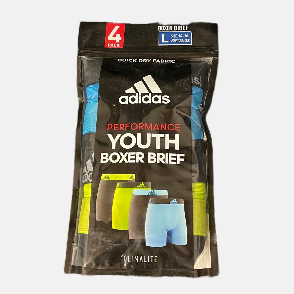 New! Adidas Performance Youth Boxer Brief 4Pk- L(14-16)‎